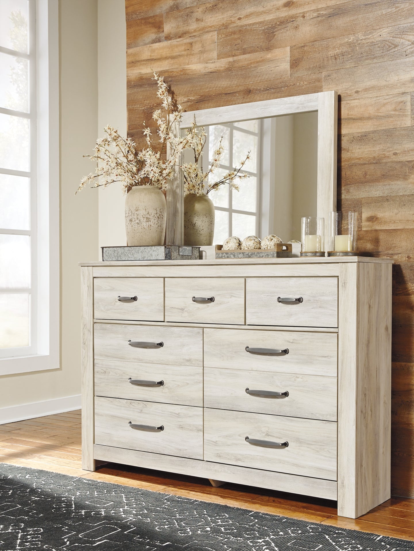 Bellaby Panel Bed With Mirrored Dresser And Chest