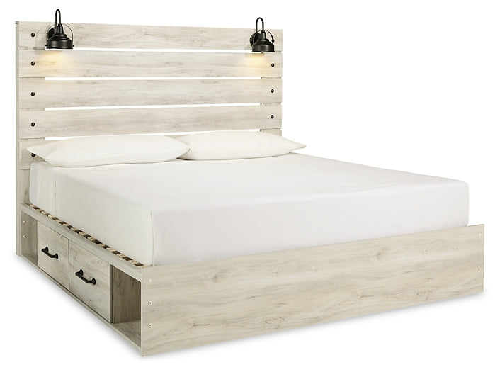 Cambeck Panel Bed With 4 Storage Drawers With Mirrored Dresser