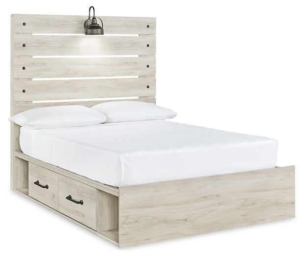 Cambeck Panel Bed With 4 Storage Drawers With Mirrored Dresser