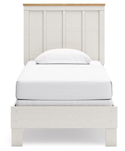 Linnocreek Twin Panel Bed with Mirrored Dresser