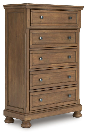 Feddinger Queen Panel Bed with Mirrored Dresser, Chest and Nightstand