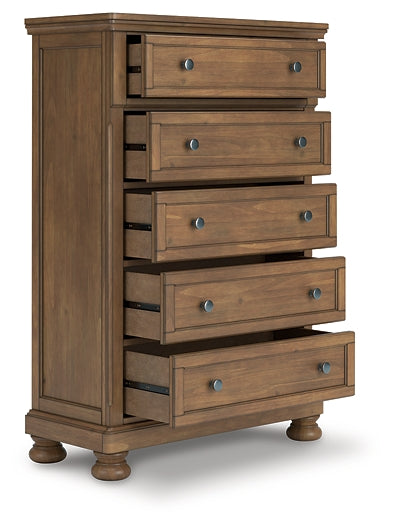 Feddinger Queen Panel Bed with Mirrored Dresser, Chest and Nightstand