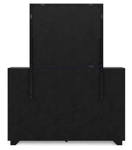 Londer King Panel Bed with Mirrored Dresser, Chest and Nightstand