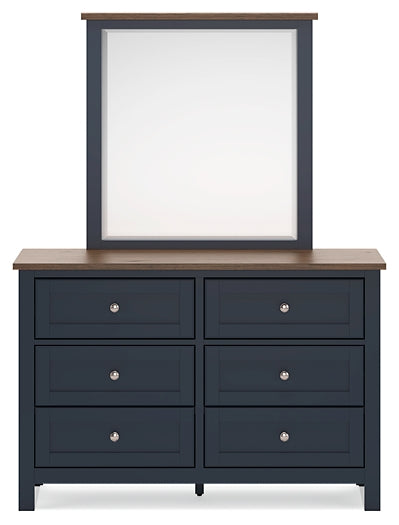 Landocken Full Panel Headboard with Mirrored Dresser