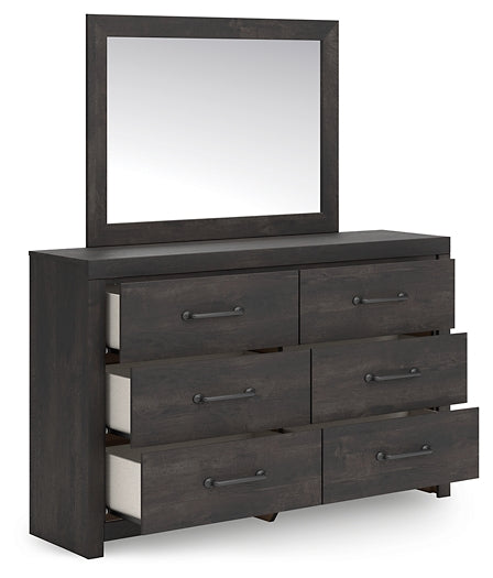 Hollivern Twin Panel Bed with Mirrored Dresser and Chest