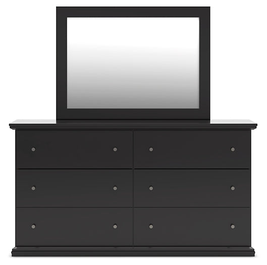 Queen Panel Bed with Mirrored Dresser, Chest and Nightstand