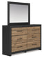Vertani Queen Panel Bed with Mirrored Dresser