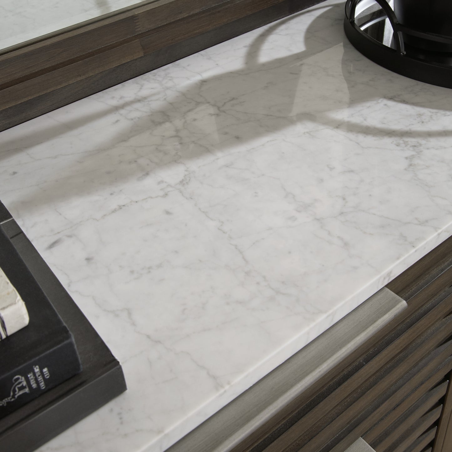 Arkenton California King Panel Bed with Mirrored Dresser