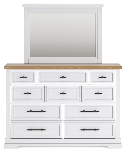 Ashbryn King Panel Storage Bed with Mirrored Dresser and Chest