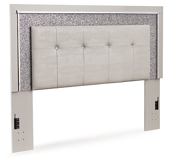 Zyniden Queen Upholstered Panel Headboard with Mirrored Dresser