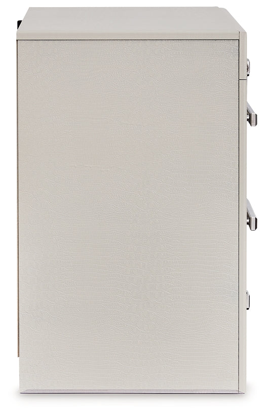 Zyniden Full Upholstered Panel Headboard with Mirrored Dresser, Chest and Nightstand