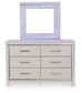 Zyniden Full Upholstered Panel Bed with Mirrored Dresser