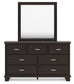 Covetown California King Panel Bed with Mirrored Dresser and Chest