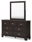 Covetown California King Panel Bed with Mirrored Dresser and Chest