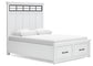Ashbryn Queen Panel Storage Bed with Mirrored Dresser and Chest