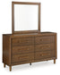 Lyncott California King Upholstered Bed with Mirrored Dresser and Chest
