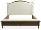 Sturlayne Queen Upholstered Panel Bed with Mirrored Dresser, Chest and Nightstand