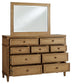 Sharlance King Upholstered Panel Bed with Mirrored Dresser
