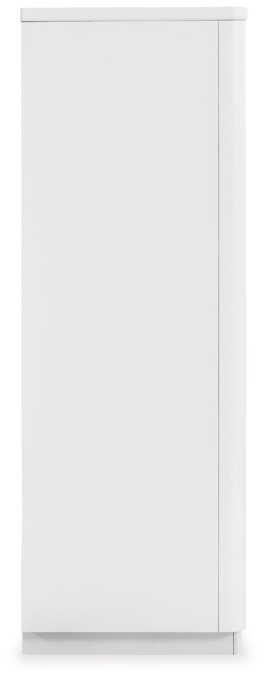 Chalanna California King Upholstered Storage Bed with Mirrored Dresser and Chest