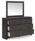 Hollivern Full Panel Bed with Storage with Mirrored Dresser