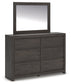 King Panel Storage Bed with Mirrored Dresser and Nightstand