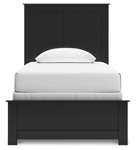 Twin Panel Bed with Mirrored Dresser and Nightstand