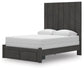 Queen Panel Storage Bed with Mirrored Dresser