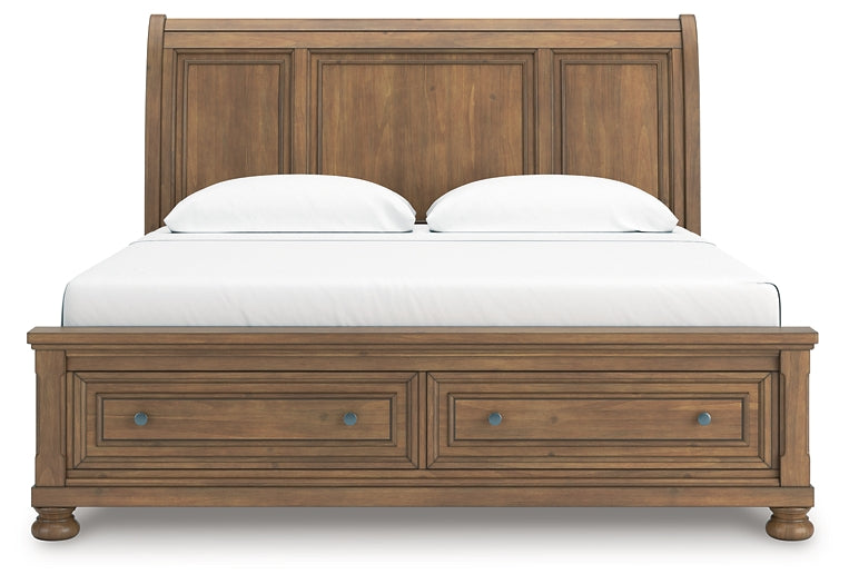 Feddinger King Storage Sleigh Bed with Mirrored Dresser