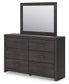 Hollivern King Panel Bed with Mirrored Dresser and Nightstand
