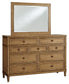 Sharlance Queen Upholstered Panel Bed with Mirrored Dresser and Chest