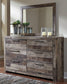 Derekson Full Panel Headboard Bed with Mirrored Dresser, Chest and Nightstand