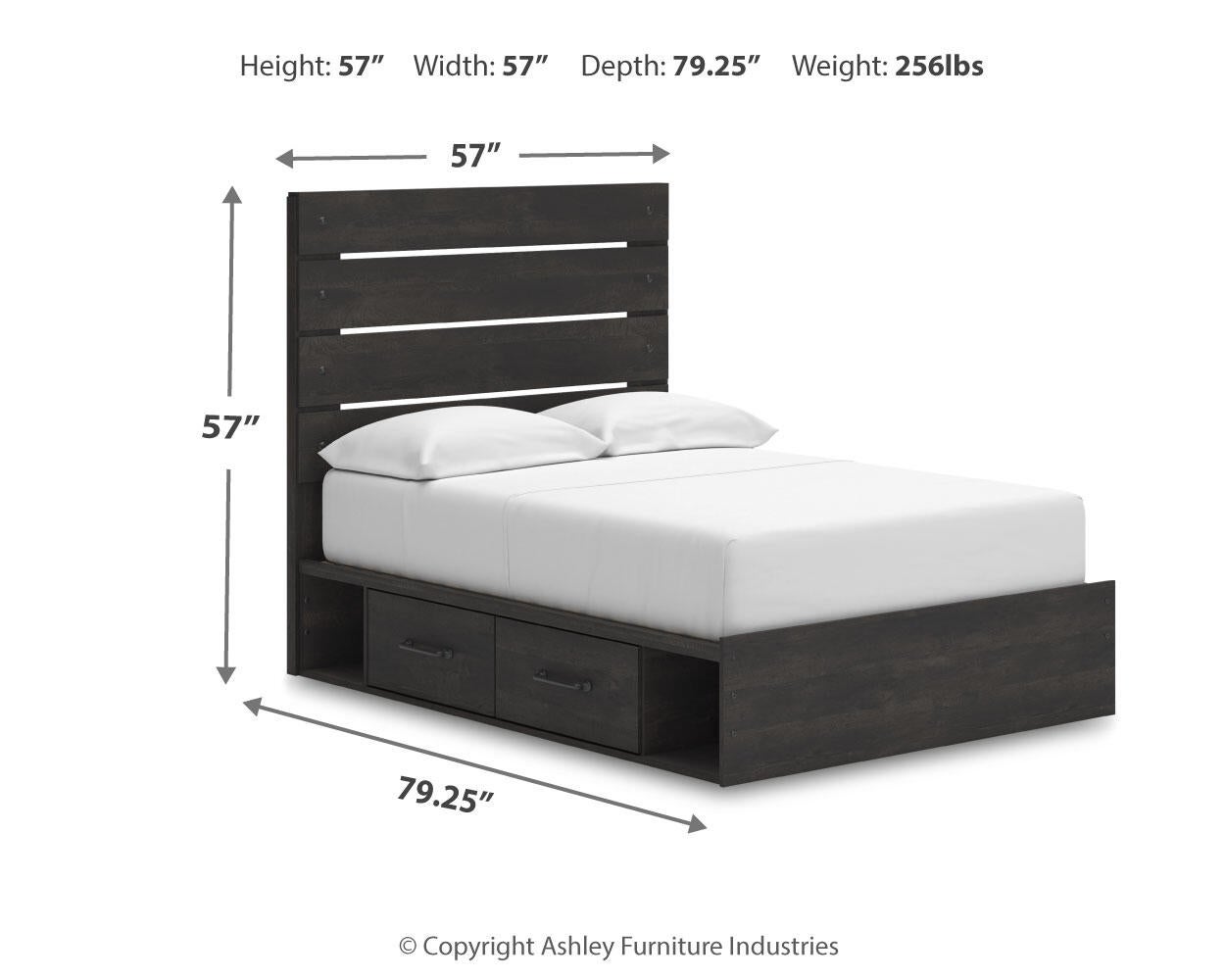 Hollivern Full Panel Bed with Storage, Dresser and Mirror