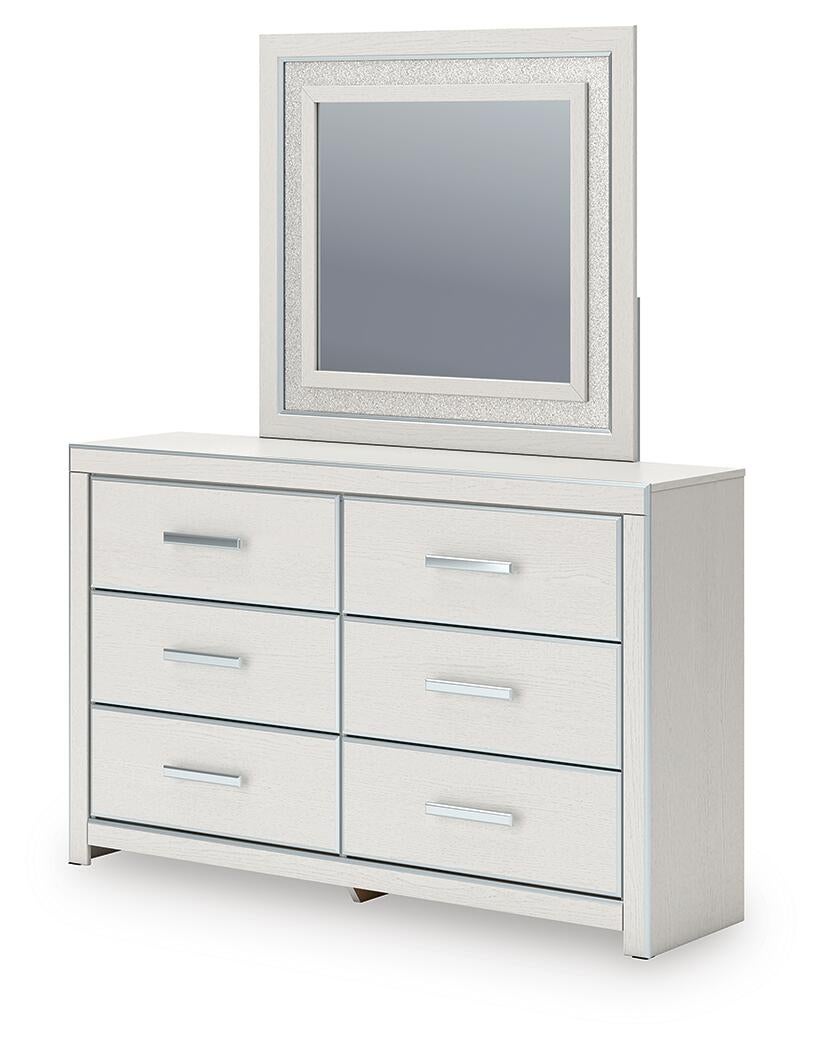 Zuraleus Queen Upholstered Panel Platform Storage Bed, Dresser, Mirror and Nightstand