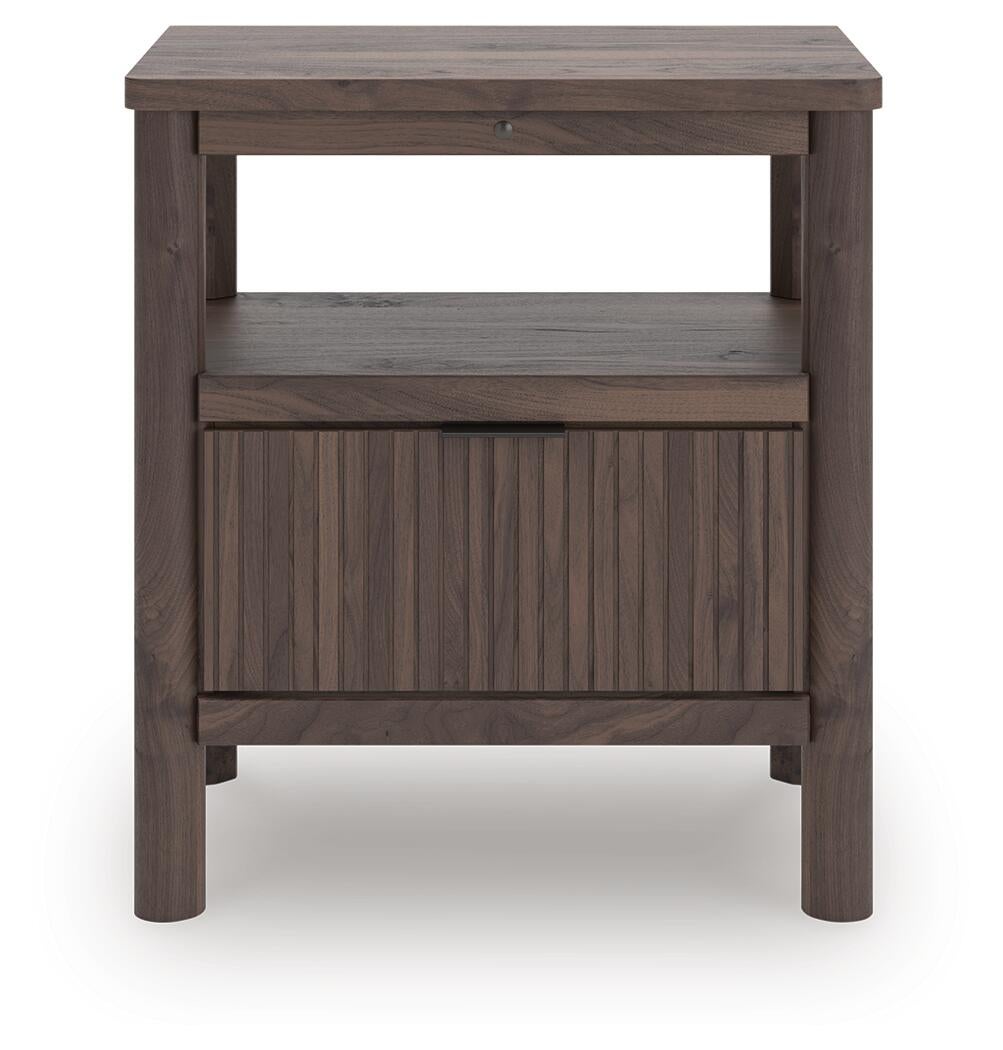 Pamytta King Upholstered Panel Bed, Dresser, Mirror, Chest and Nightstand