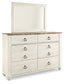 Willowton / Panel Headboard With Mirrored Dresser And Chest