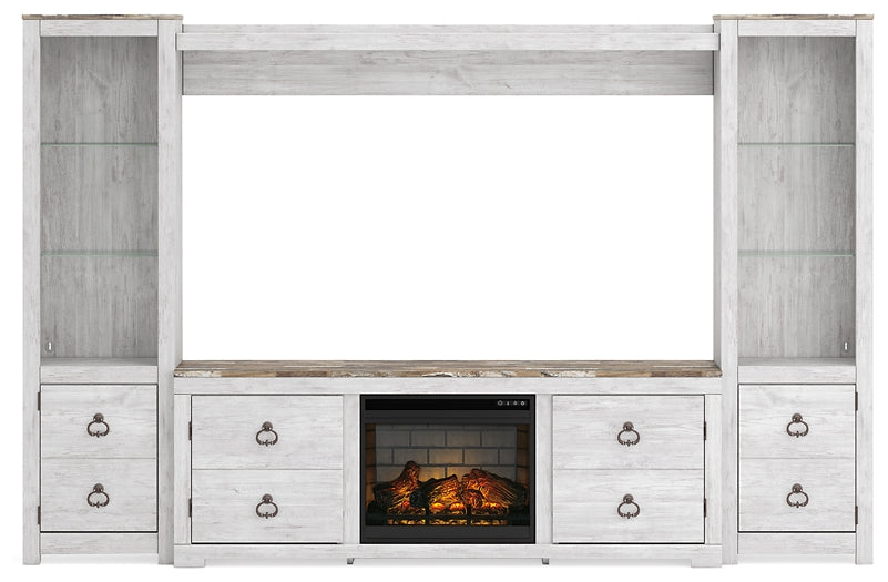 Ashley Express - Willowton 4-Piece Entertainment Center with Electric Fireplace