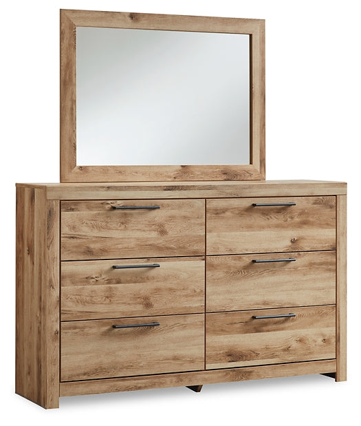 Hyanna Full Panel Bed with Storage with Mirrored Dresser, Chest and Nightstand